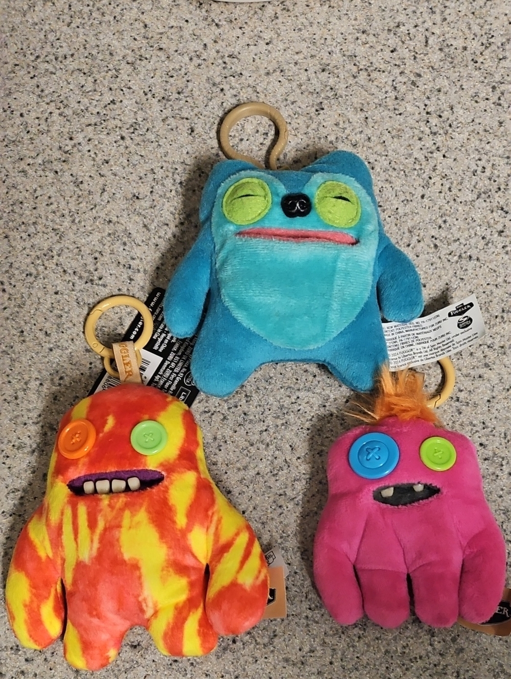Plush Clip-On Monster Toy - Multicolor (Blue, Pink, Orange)